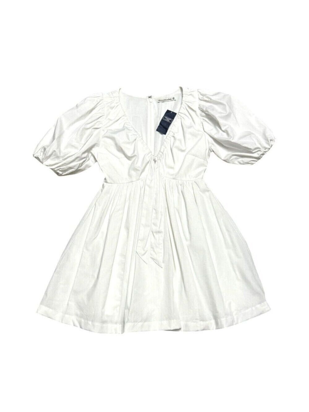 Abercrombie & Fitch A&F White Puff Summer Mini Dress White XS Petite NEW XS
